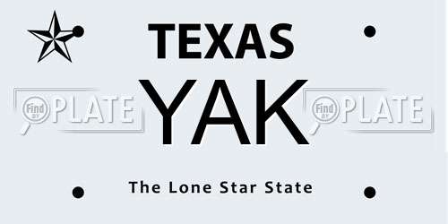 YAK Texas License Plate