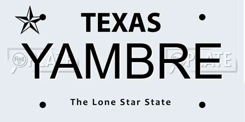 YAMBRE Texas License Plate