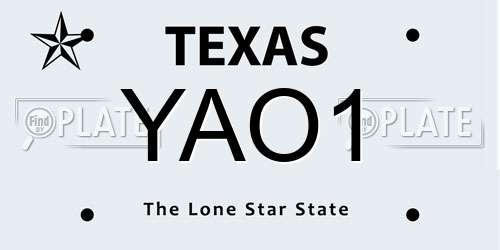 YAO1 Texas License Plate