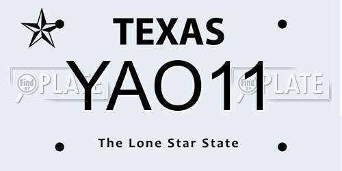 YAO11 Texas License Plate
