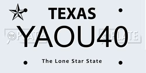 YAOU40 Texas License Plate