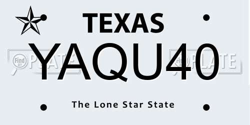 YAQU40 Texas License Plate