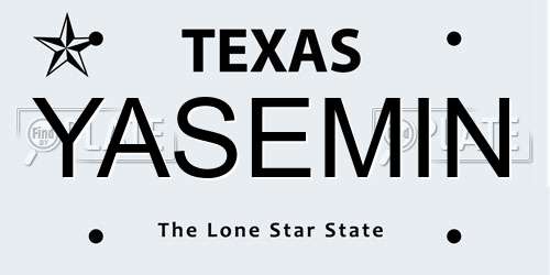 YASEMIN Texas License Plate
