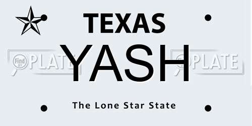 YASH Texas License Plate