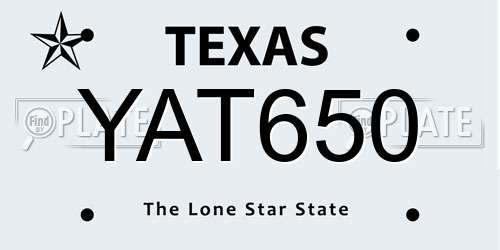 YAT650 Texas License Plate