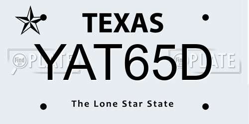 YAT65D Texas License Plate
