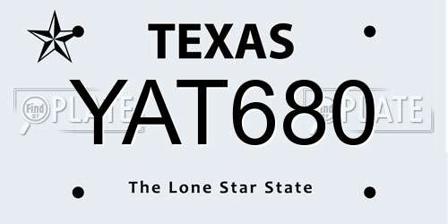 YAT680 Texas License Plate