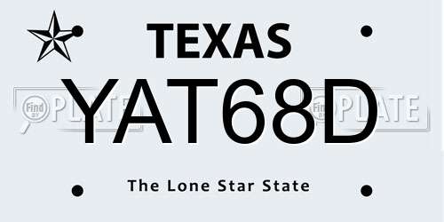 YAT68D Texas License Plate