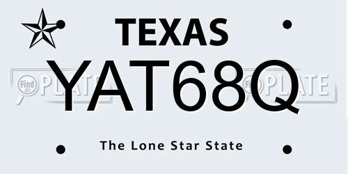 YAT68Q Texas License Plate