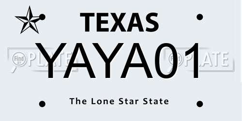 YAYA01 Texas License Plate