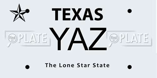YAZ Texas License Plate