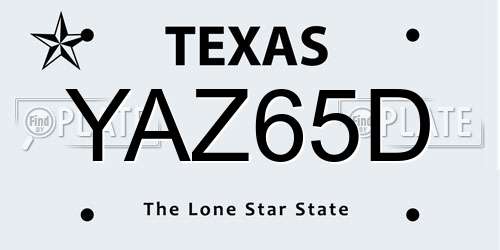 YAZ65D Texas License Plate