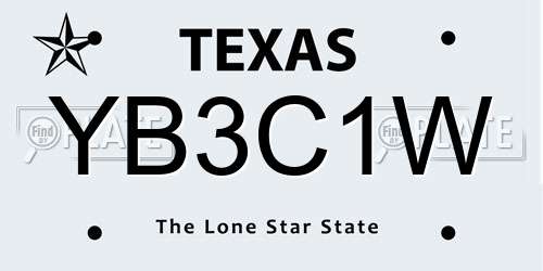 YB3C1W Texas License Plate