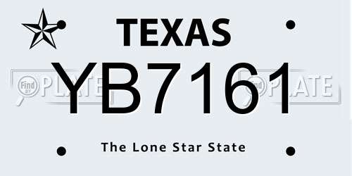 YB7161 Texas License Plate