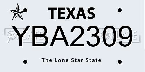 YBA2309 Texas License Plate