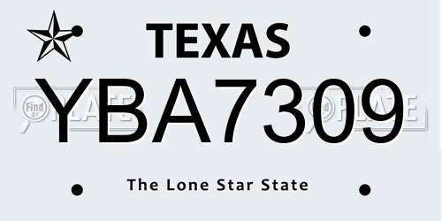 YBA7309 Texas License Plate