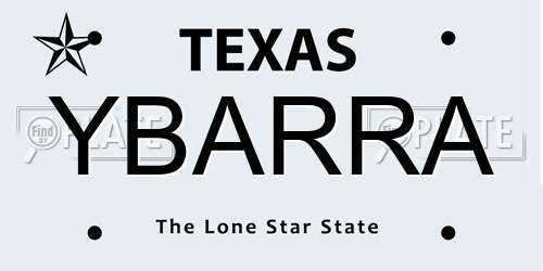 YBARRA Texas License Plate