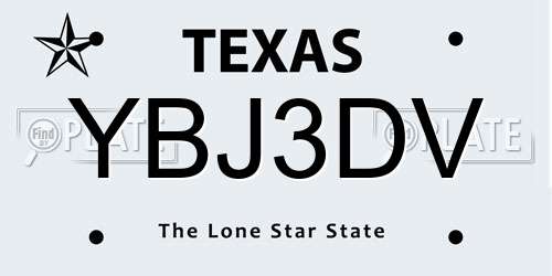 YBJ3DV Texas License Plate