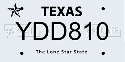 YDD810 Texas License Plate