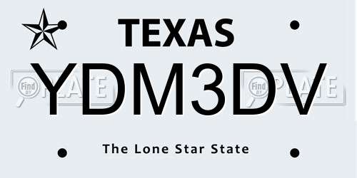 YDM3DV Texas License Plate