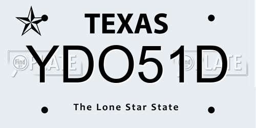 YDO51D Texas License Plate