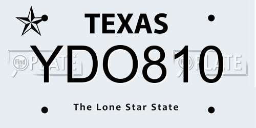 YDO810 Texas License Plate