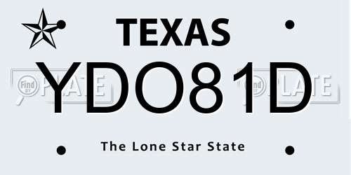 YDO81D Texas License Plate