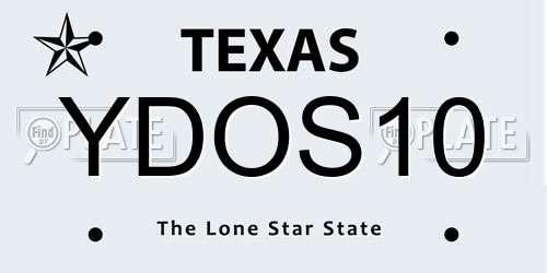 YDOS10 Texas License Plate