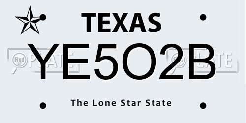 YE5O2B Texas License Plate