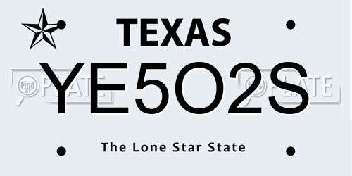 YE5O2S Texas License Plate