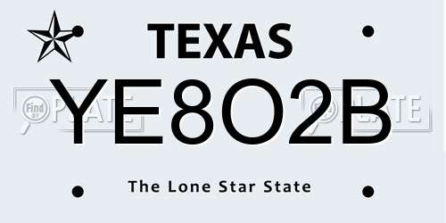 YE8O2B Texas License Plate