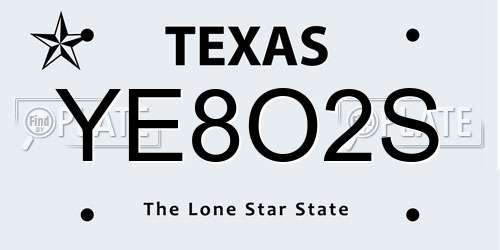 YE8O2S Texas License Plate