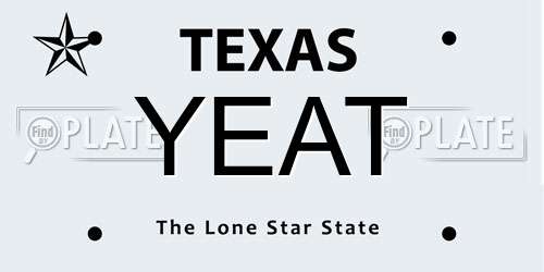 YEAT Texas License Plate