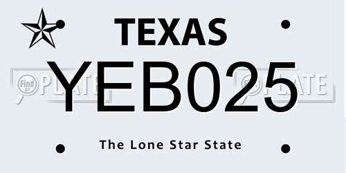 YEB025 Texas License Plate