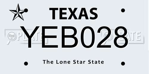 YEB028 Texas License Plate