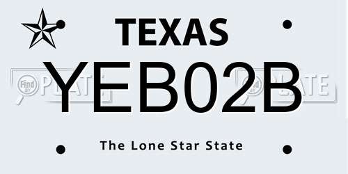 YEB02B Texas License Plate