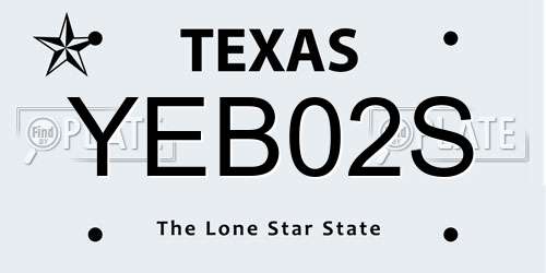 YEB02S Texas License Plate