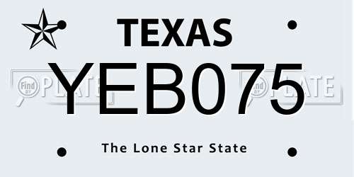 YEB075 Texas License Plate