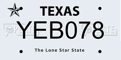 YEB078 Texas License Plate