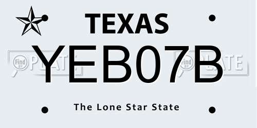 YEB07B Texas License Plate