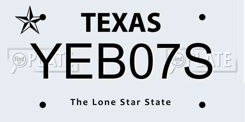 YEB07S Texas License Plate
