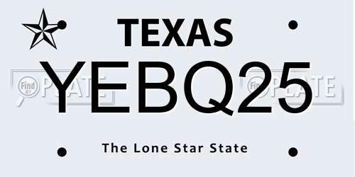YEBQ25 Texas License Plate