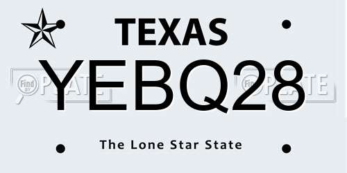 YEBQ28 Texas License Plate