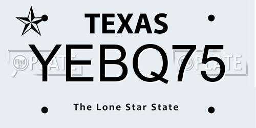 YEBQ75 Texas License Plate
