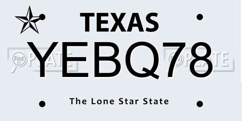 YEBQ78 Texas License Plate