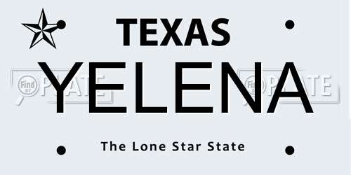 YELENA Texas License Plate