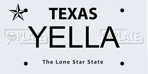 YELLA Texas License Plate