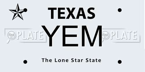 YEM Texas License Plate
