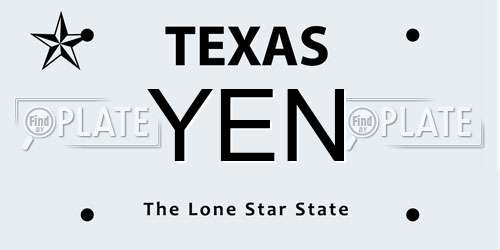 YEN Texas License Plate
