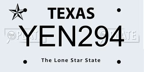 YEN294 Texas License Plate